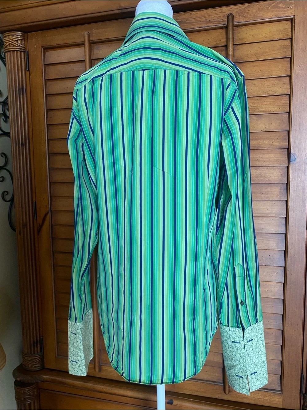 Banana Republic Green and Blue Striped Button-Down Shirt